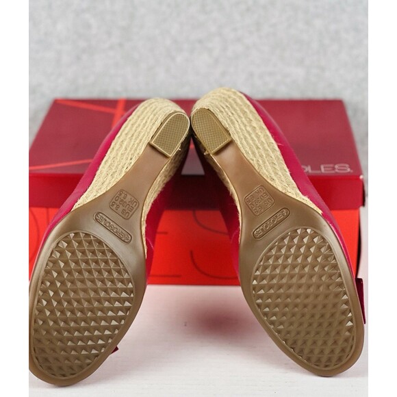 Aerosoles Well Wisher Shoes Womens 8.5M Pink Bowtie Peep Toe Espadrille Wedges - Picture 9 of 14